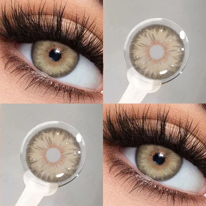 1 Pair  hot sale Colored Pupils for Eyes Green iris lens with Myopia 0~-8.00 degree Cleopatra series lenses Brown gray le