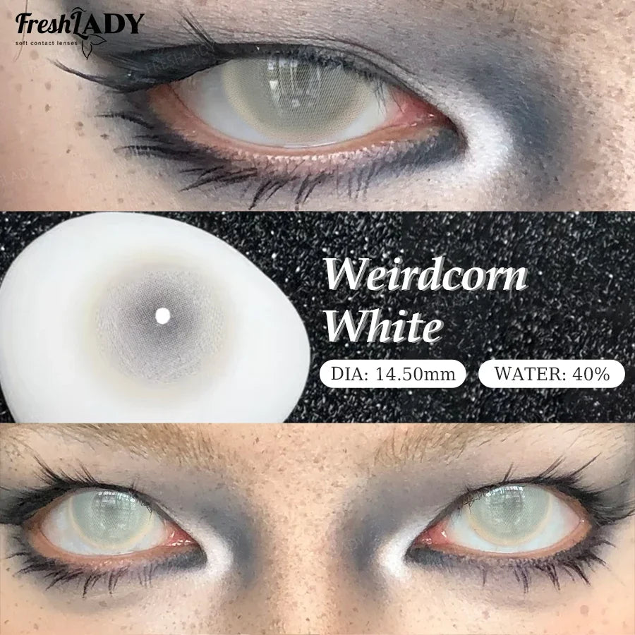 1 Pair Cosplay Color Contact Lenses Crazy White Anime Contact Lenses For Halloween Role Play Party Cosmetic Holidays
