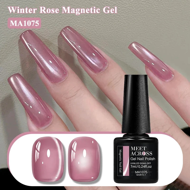 Red Winter Rose Cat Magnetic Gel Nail Polish Glass Beads Magnetic Semi Permanent Soak Off UV Gel Varnish Nail Art For Valentine