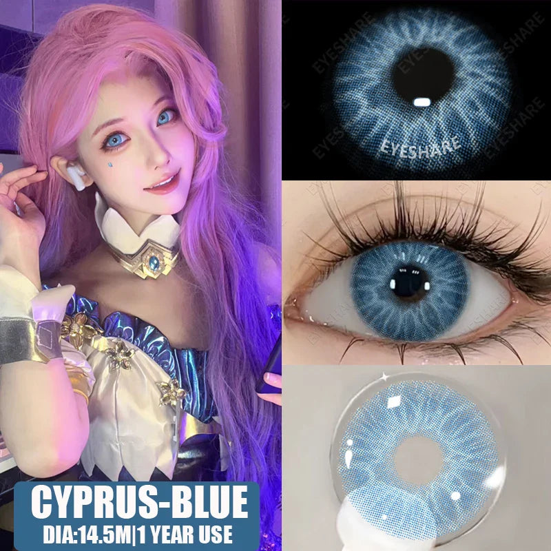 Contact Lenses 1 Pair Green Lenses Red Lens Cosplay Colored Lenses Anime Blue Lens Halloween Colorful Makeup Eye Cosmetic