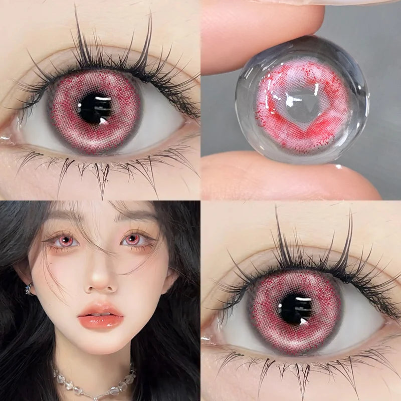 Cosplay Contact Lenses for Eyes Colored Pupils Pink Lenses Natural Fashion Contact Lenses Red Contacts Cosmetics 2pcs