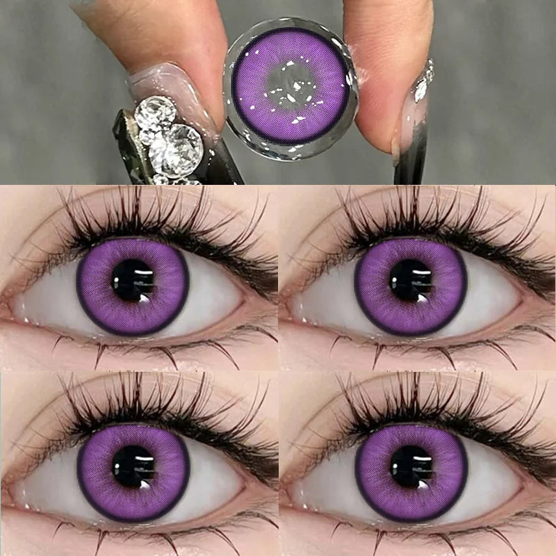 2pcs New Colored Contact Lenses for Eye Anime Eye With Degree Yellow Contacts Lenses Halloween Pupils Makeup Contact Lens