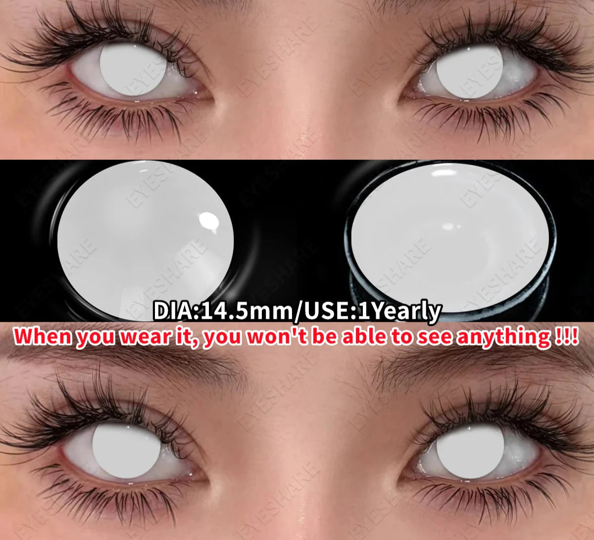 Cosplay Colored Contact Lenses Crazy White Lenses Red Anime Contacts Halloween Beauty Makeup Lens Black Eyes Contacts