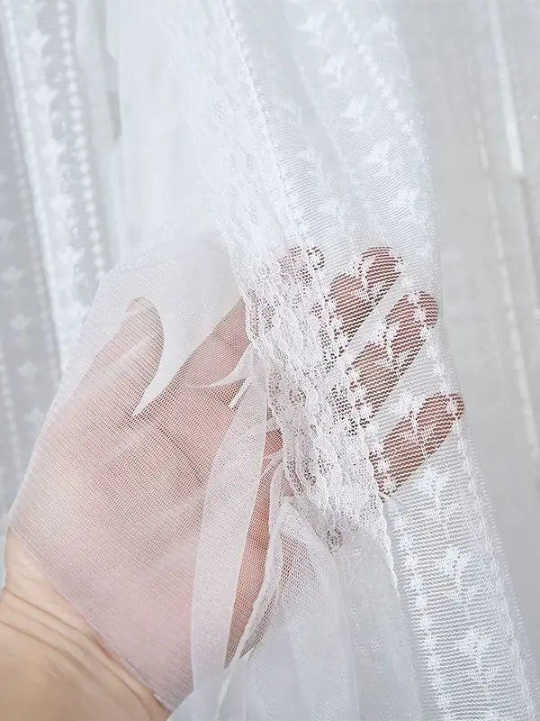 Bedroom Door Curtain French Style Lace Door Drape for Balcony And Bay Window White Girl's Decorative Partition Curtain