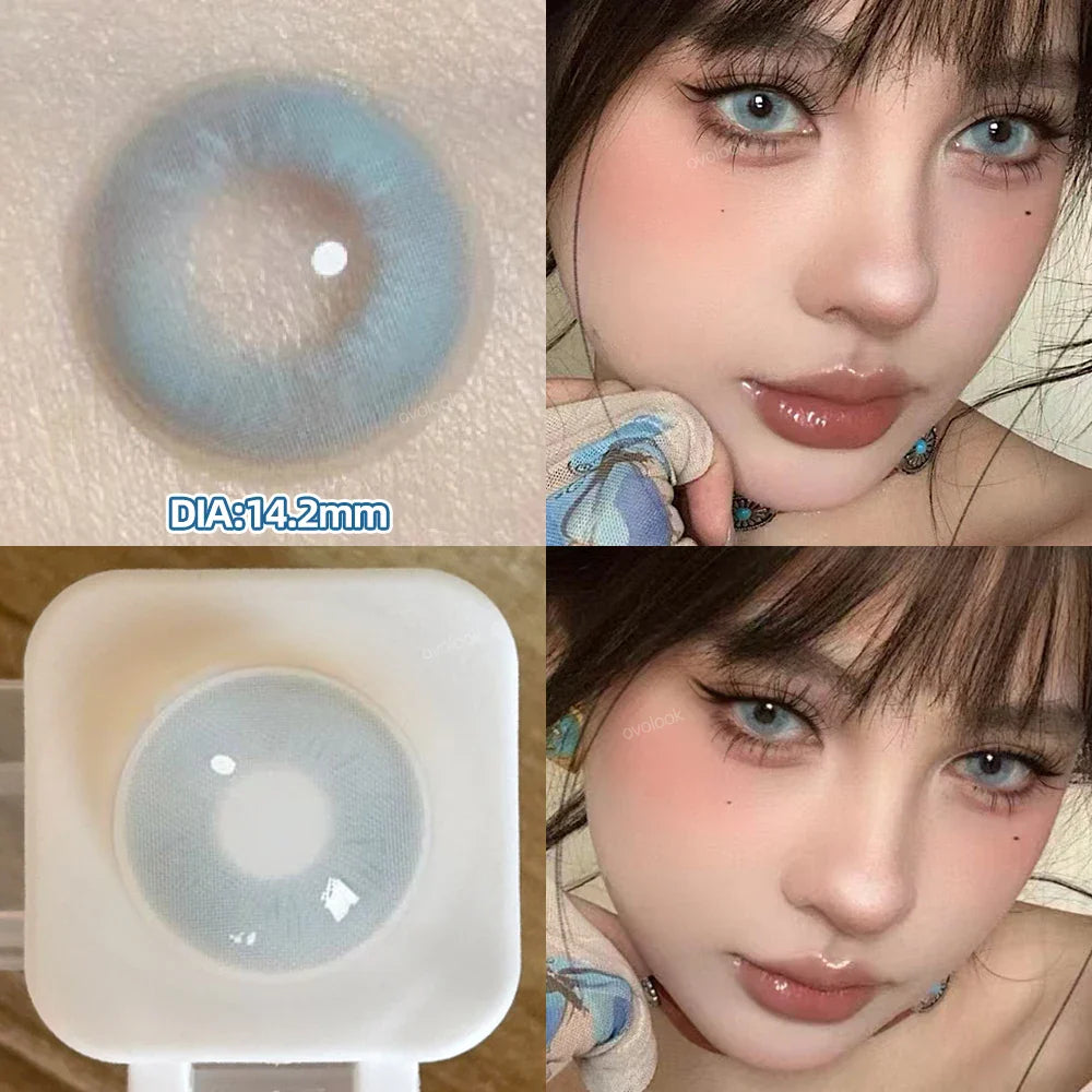 2pcs Prescription Colored Contact Lenses for Eyes Violet Lenses Beauty Pupils Myopia Eye Color Lenses Natural Blue Lens