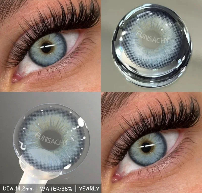 1 Pair Blue Eye Lenses Korean Natural Contact Softlens Color Eye Makeup Contacts Gray Beautiful Pupil Yearly Cosmetics