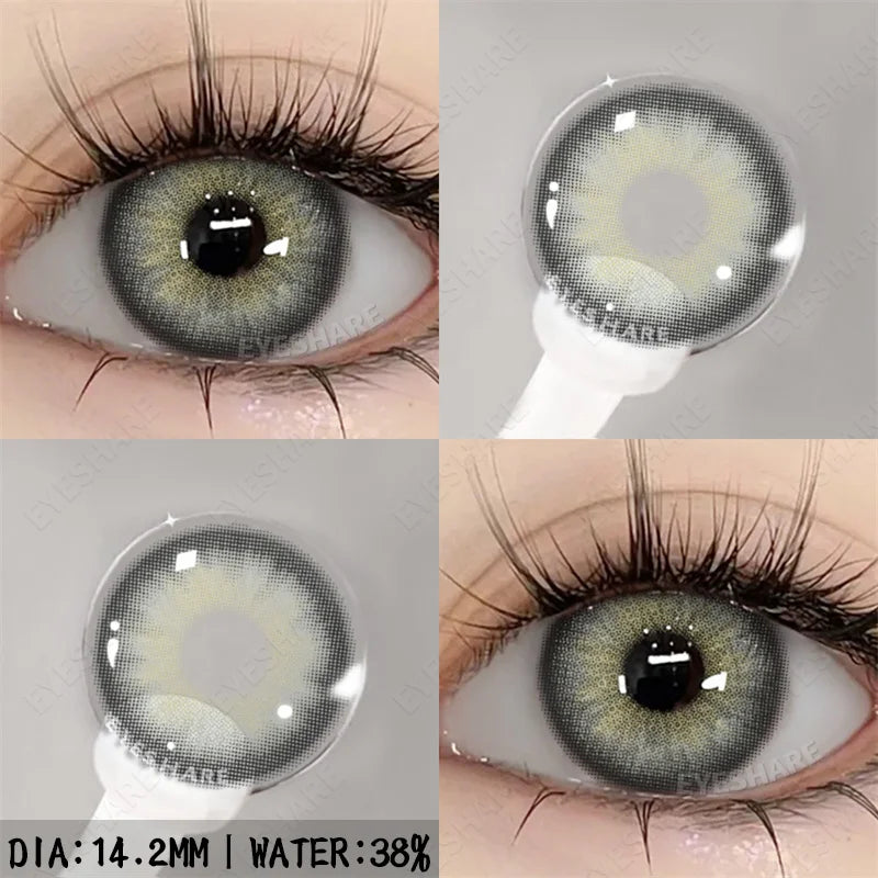 Ikeehome  2Pcs Color Contact Lenses with Eyes Natural Blue Contact Lenses Brown Pupils Beauty Gray Lenses Yearly Green Contacts