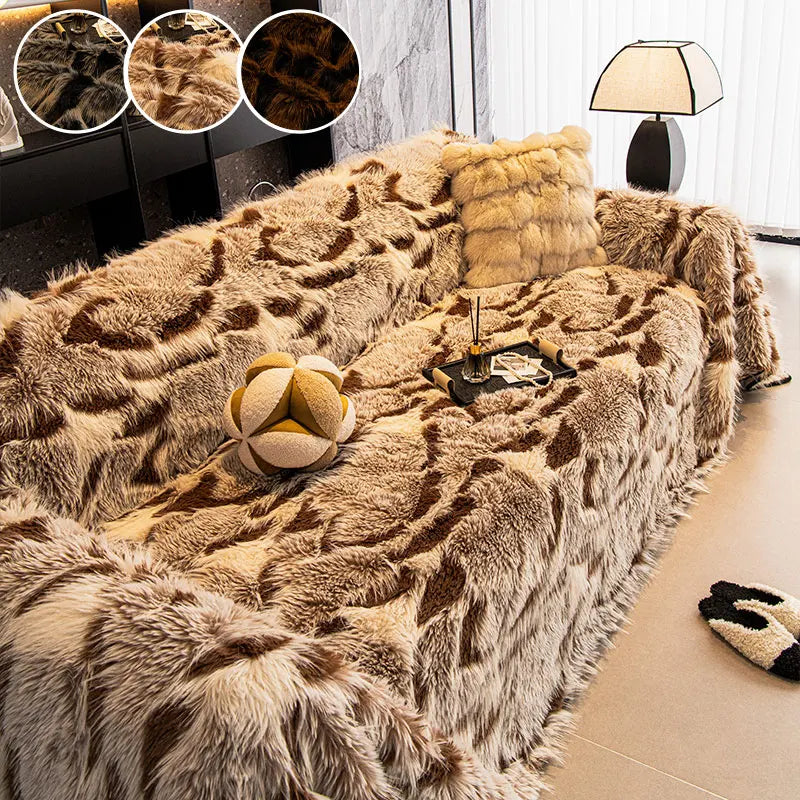 1PC-Irregular pattern plush sofa towel, scratch resistant and dust-proof, machine washable, easy to keep the sofa clean