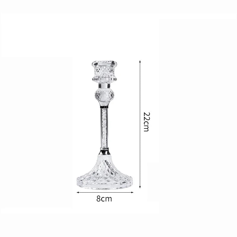 Glass Candle Holder Crystal Diamond Candle Holder 3Pcs Home Candlestick Creative Wedding Decor Crafts Desktop Ornaments Gifts