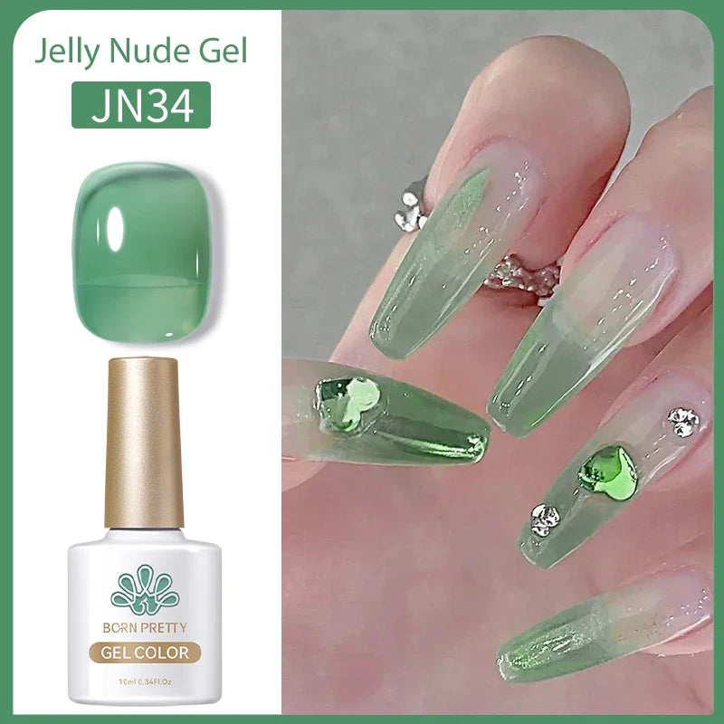 Transparen Gel Nail Polish Pink Jelly Nude Semi Transparent French Nail Camouflage UV Gel Varnish Soak Off Nail Art
