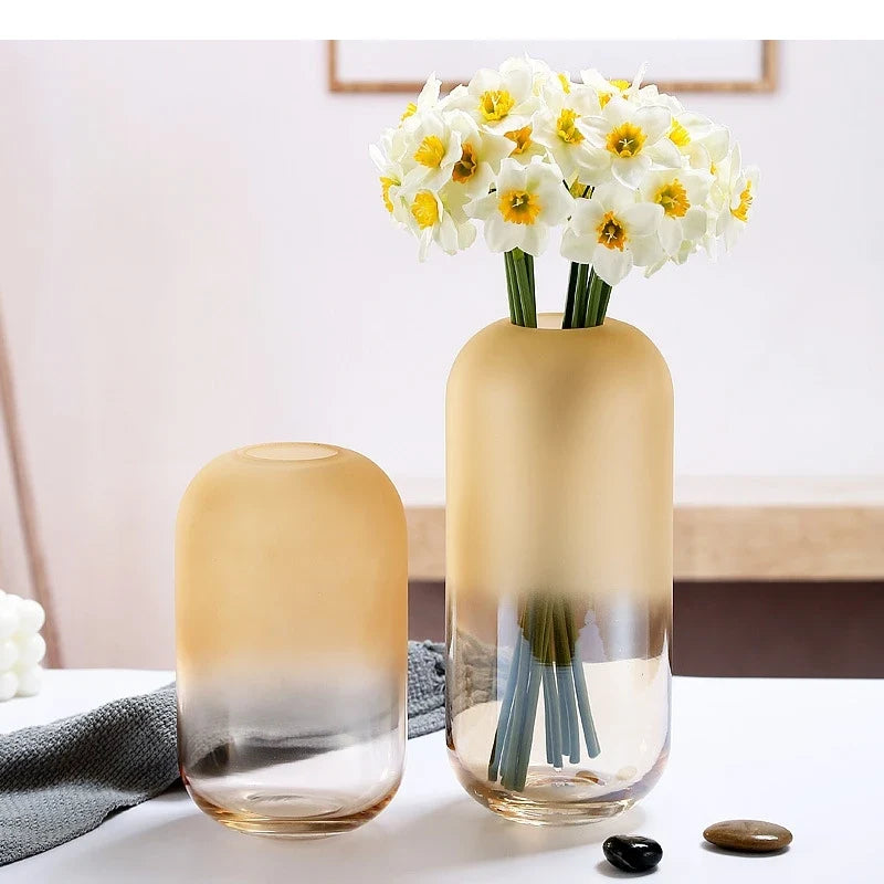Gradual Frosted Glass Vase Floral Arrangement Accessories Hydroponics Terrarium Transparent Flower Home Decoration