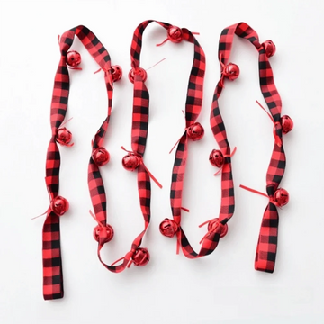 2.7m Christmas Velvet Bell Strings Red Iron Bell Ribbons Bell Pendant Wreath Decoration Handmade Xmas Tree Hanging Bells