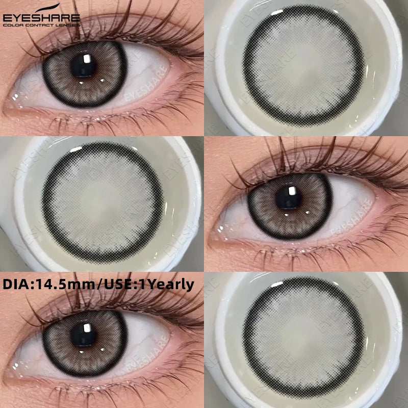 1 Pair Fashion Colored Contact Lenses Popular Natural Gray Brown Beauty Pupils Black Eyes Lens Yearly Blue Eyes Contact