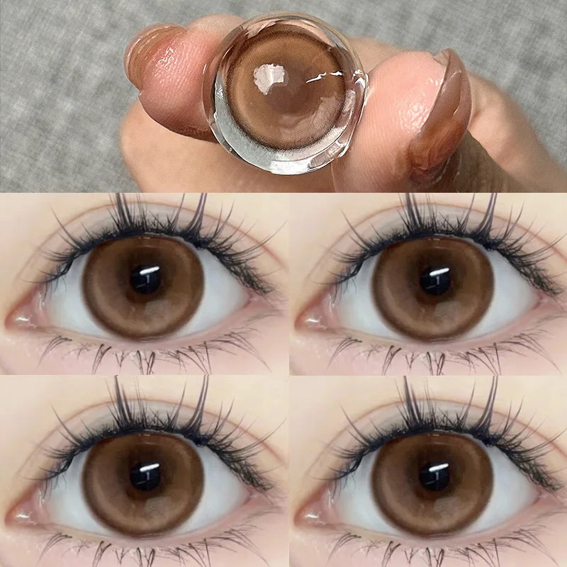 Colored Contact Lenses for Eyes Brown High Quality Lense with Degree Natural Beauty Eye Contacts Lenses Yearly 1 Pair