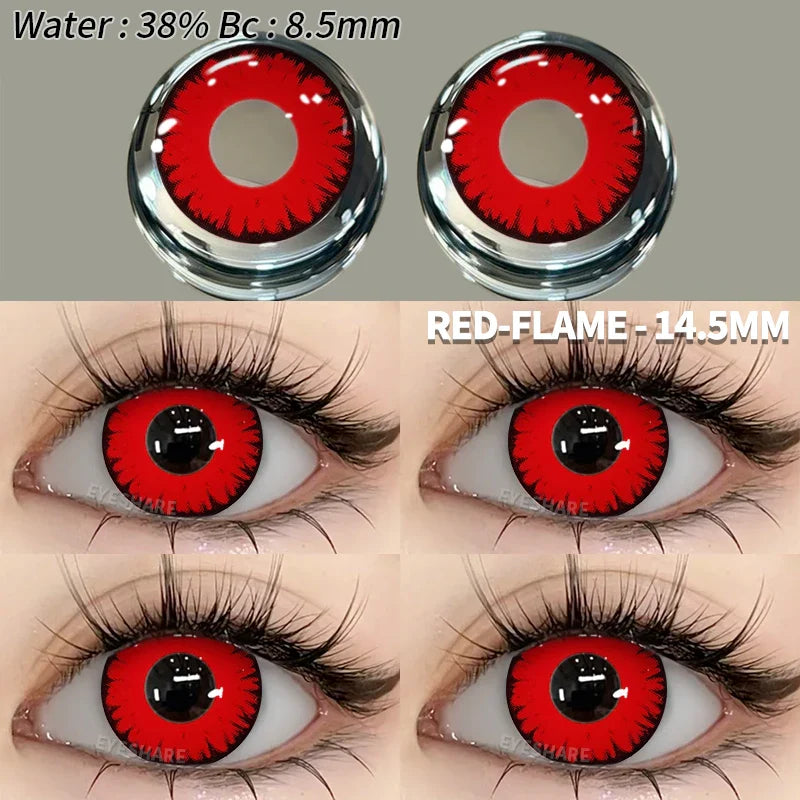 1 Pair Colored Contact Lenses Cosplay Colorful Contact Red Eyes Anime Contact Green Lenses Halloween Purple Contact