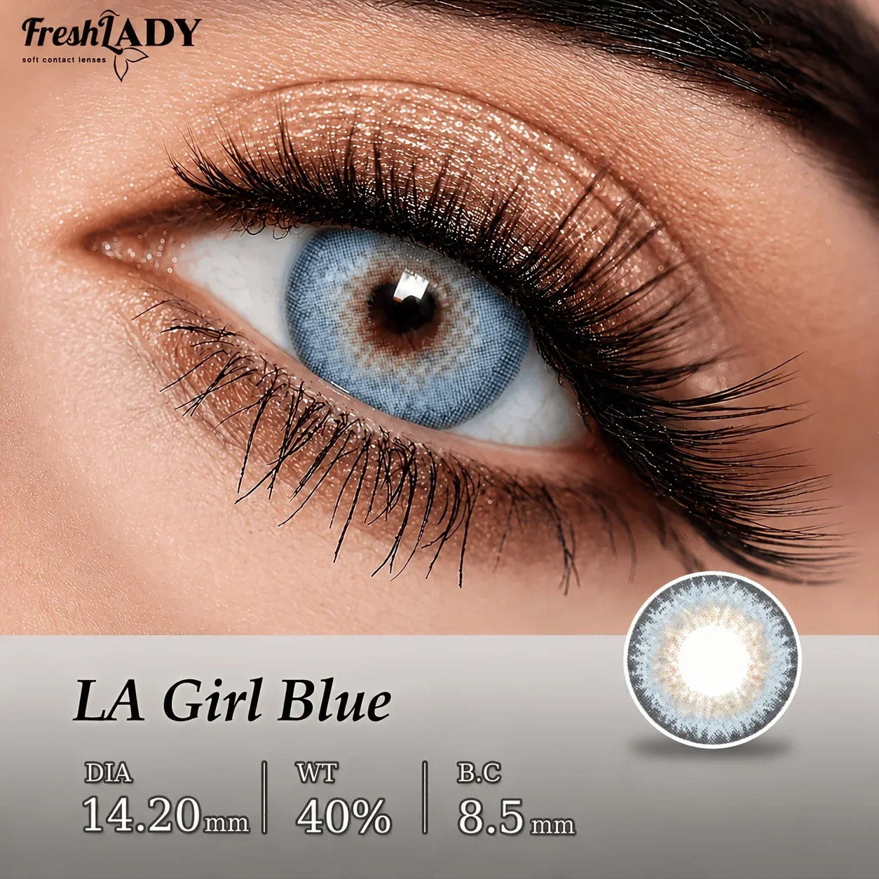 1 Pair Blue Colored Contact Lenses Gray Eye Lenses Natural Eyes Makeup Beauty 14.20mm Yearly Use