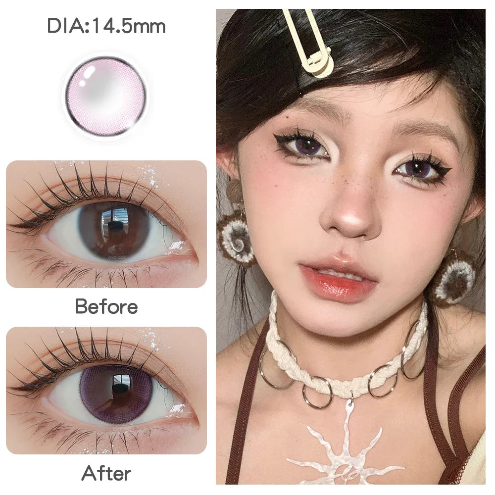Natural Purple Contact Lenses for Eyes Myopia Beauty Eye Lenses Fashion Color Pupils 2pcs/pair Blue Lens Brown Lenses
