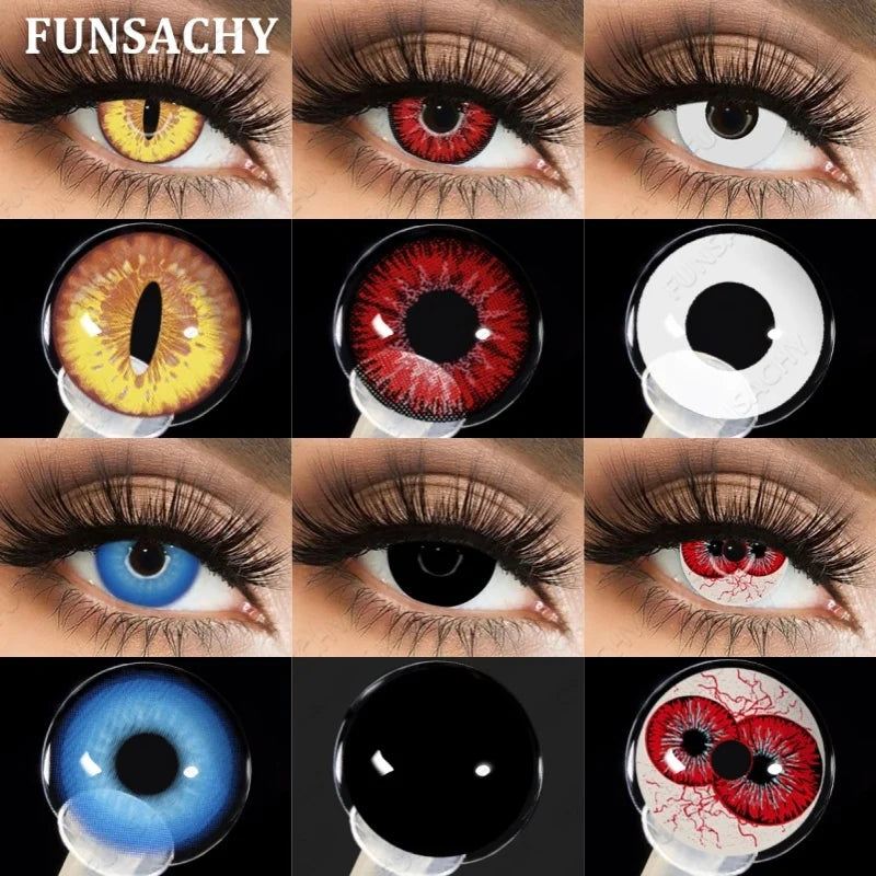 Halloween Makeup Cosplay White Lens Cosplay Contact Lens Beauty Cosmetics Colored Contacts Black Lenses Circle Red Lens