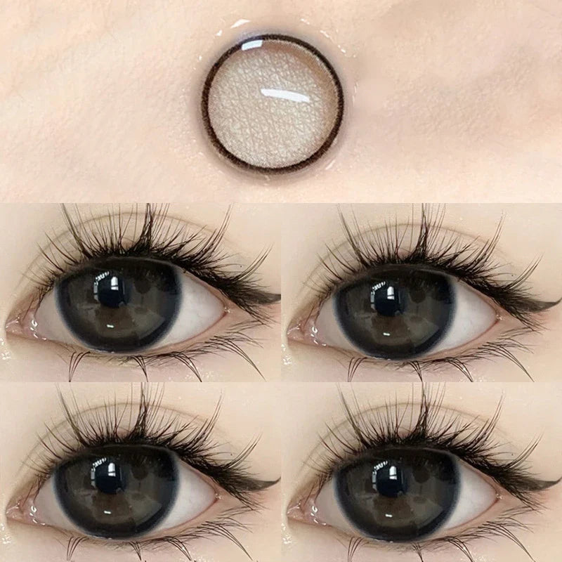 2pcs Yearly Contacts Lences Myopia Beautiful Big Black Eye Colored Contact Lenses Color With Prescription Myopic Lens
