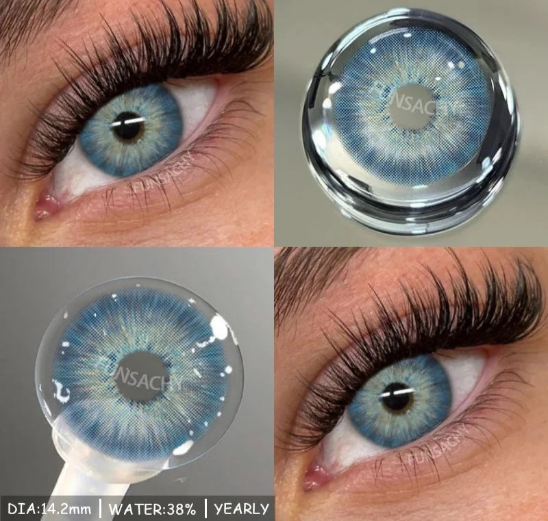 1 Pair Blue Eye Lenses Korean Natural Contact Softlens Color Eye Makeup Contacts Gray Beautiful Pupil Yearly Cosmetics