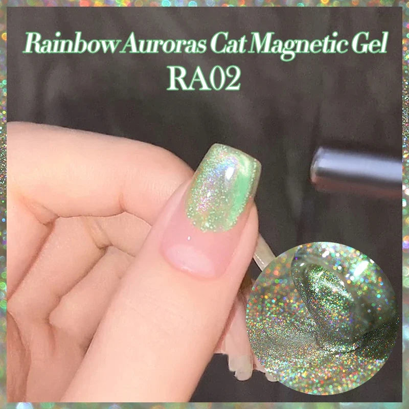 Pink Light Flow Cat Magnetic Gel Nail Polish 10ml Holographics Shining Line Magnetic Long Lasting DIY Salon Varinsh