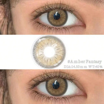 1 Pair Brown Colored Contact Lenses Natural Green Pupils Eyes Contact lenses Big Eyes Soft Contacts 14.20-14.50mm