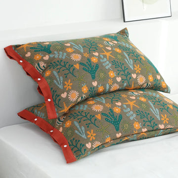 2pcs Cotton Gauze Pillowcase for Bed Skin-friendly Bed Sleep Pillow Cover 52x80cm with Button Pillowslip Large Size Pillow Case