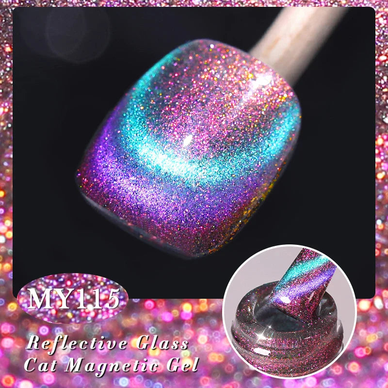 BORN PRETTY 10ml Black Glass Cat Magnetic Gel Nail Polish Ultra Shine Gold Silver Glitter Soak Off UV LED Gel Nail Art Varnish