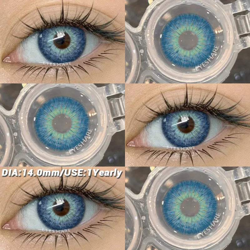 1pair Natural Colored Contacts Lens Blue Lenses Green Contacts Soft Beauty Makeup Pupils Brown Contact Lenses for Eyes