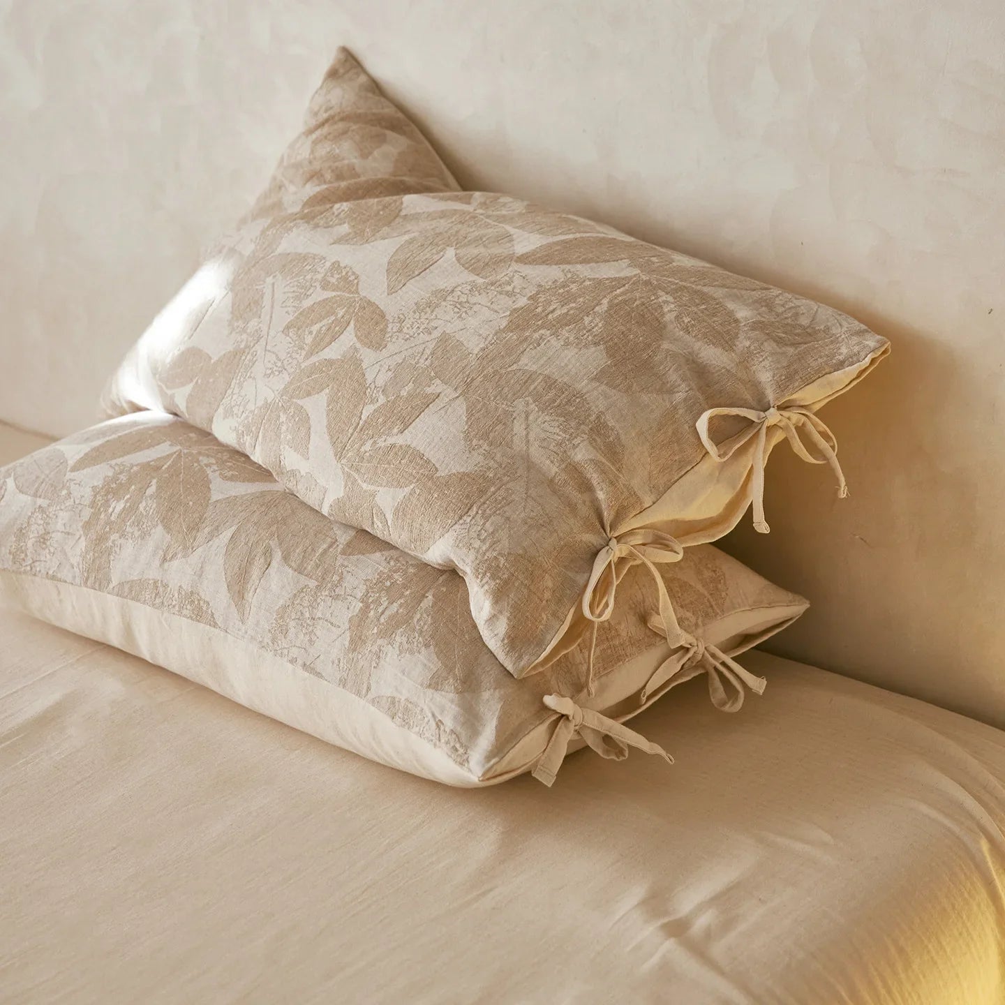 2 Pcs Class A  Linen Cotton Pillow Cases Wabi-sabi Aesthetic Beige Pillowcase for Bed Skin-friendly Bed Sleep Pillow Cover 48x74
