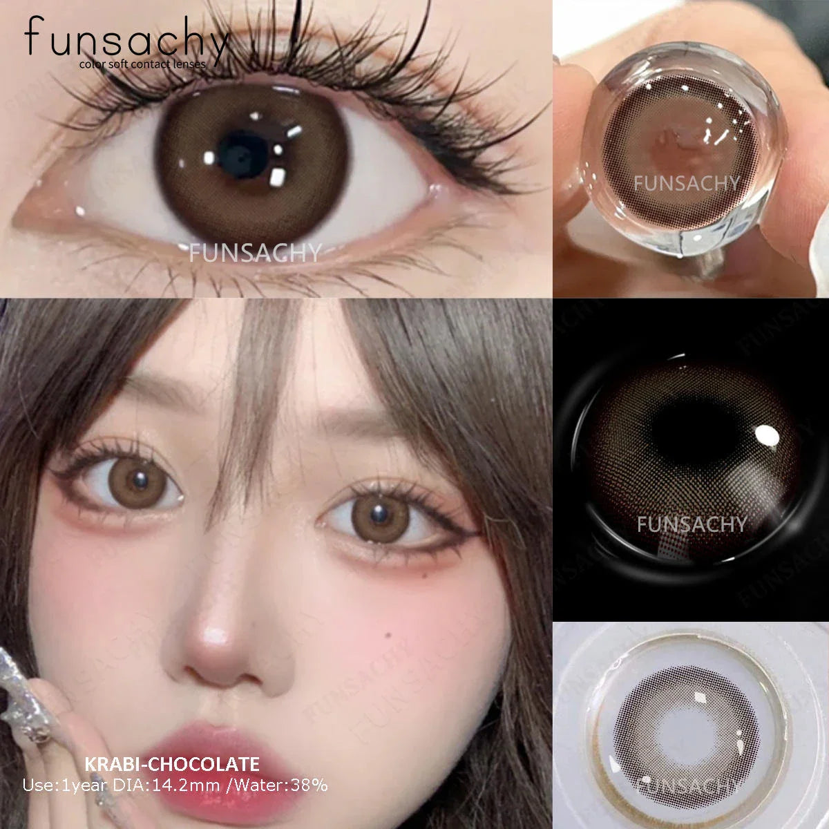 1 Pair Big Eyes Colored Contact Lenses Natural Brown Eyes Lens Gray Pupils Eyes Makeup Korean Style Contact Yearly Use