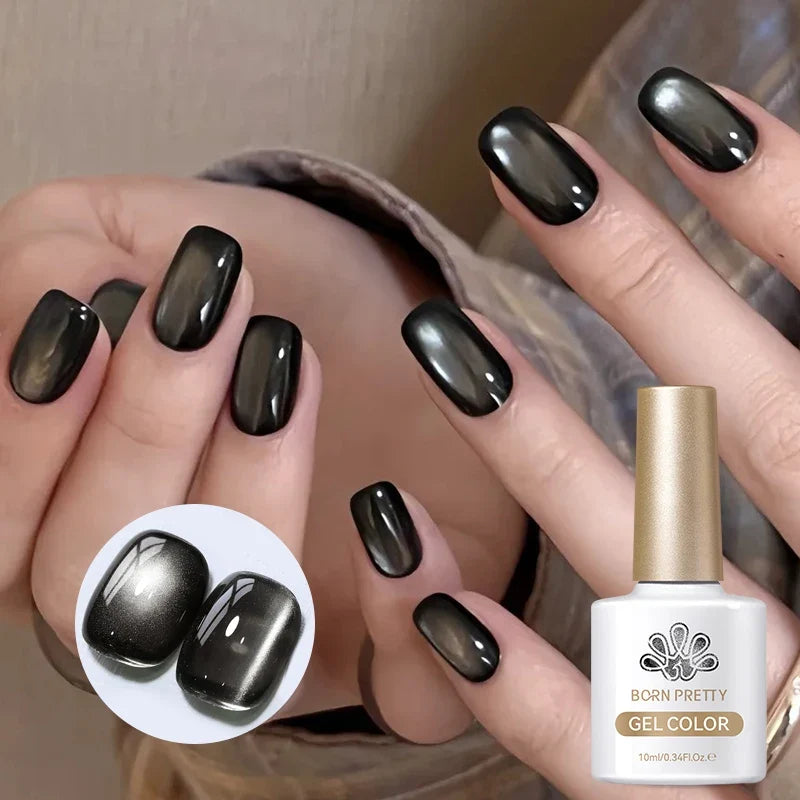 10ml Leopard Cat Magnetic Eye Gel Nail Polish Autumn Night Coffee Brown Glass Beads Soak Off UV LED Manicure Nail Ar