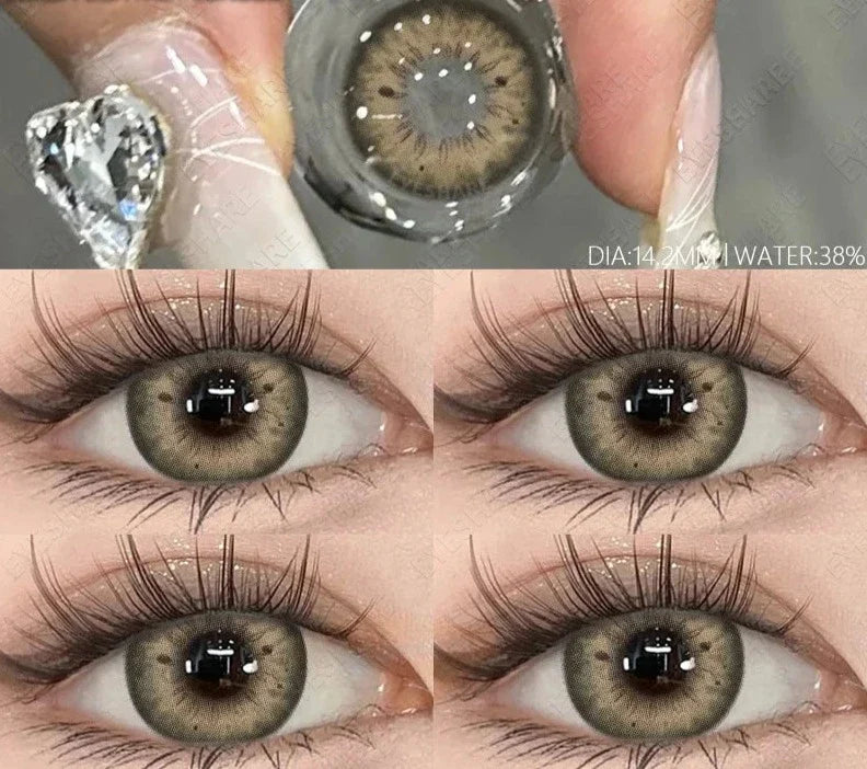 1pair Fashion Color Contact Lenses for Eyes Natural Brown Eyes Contacts Lenses Colorful Makeup Gray Eyes Lenses Yearly
