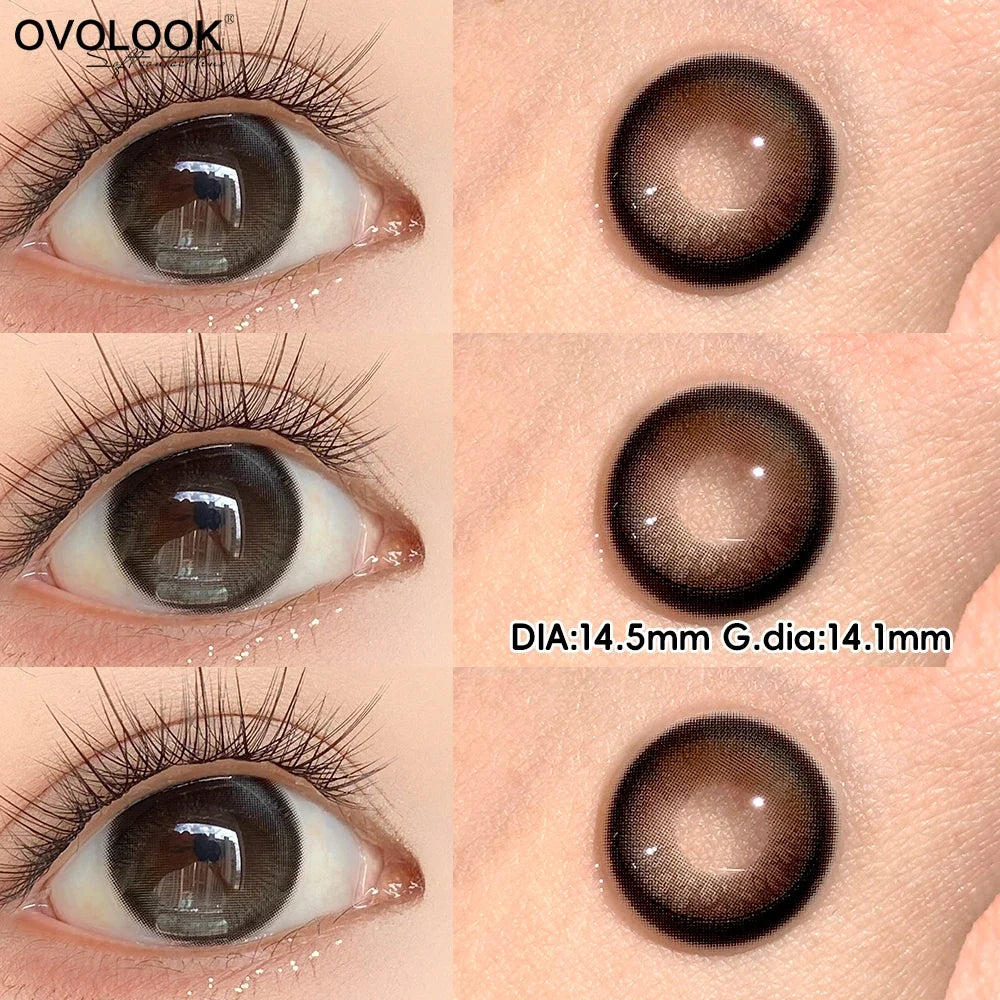 Dewy Strawberry Pink Brown Contact Lens Half Year Center Glint Gradient Lens For Sweet Girly Date Daily Fashion Makeup