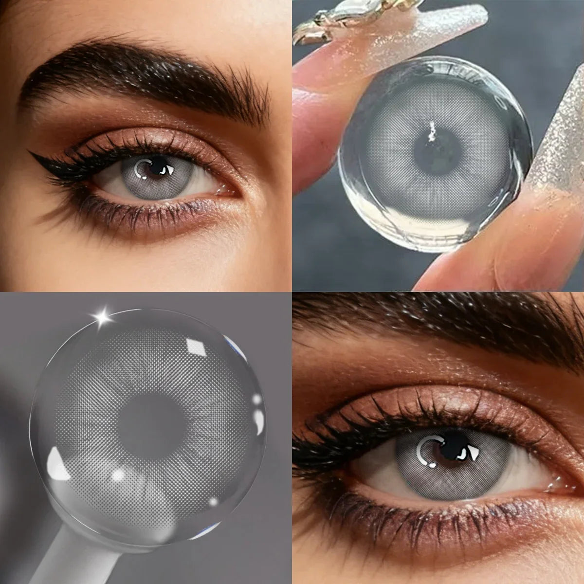 1 Pair Glacier Beauty Contact Lenses, Natural Blue Hazel Small Pupil Soft Lenses, 6-Month Wear for Eye Makeup & Daily