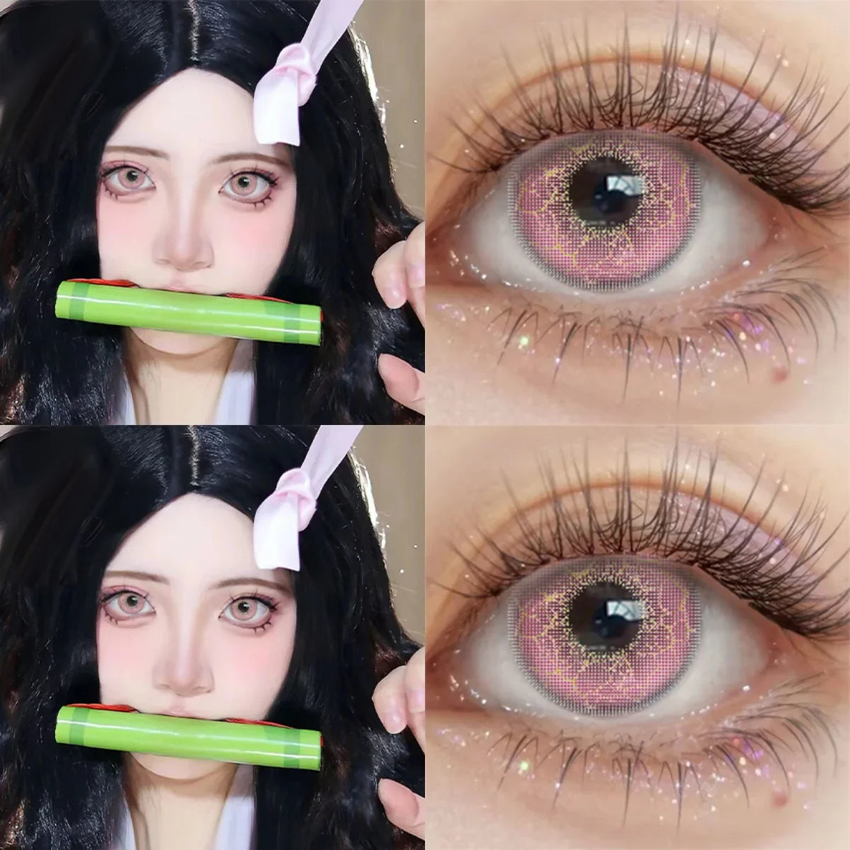 Anime Colored Contact Lenses Miku Cosplay Coloured Contact Lens Yearly Beauty Small Pupils Lens Pink Eye Lenses