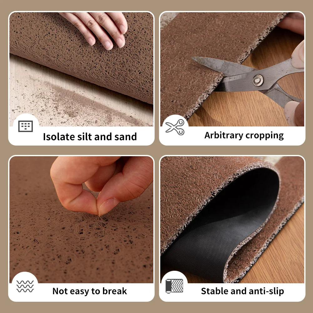 Modern Geometric Wire Loop Door Mat Water Absorbent Dirt Trapper Non-slip Rug for Home Entrance & Hallway