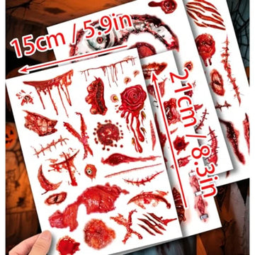 Halloween Party Favors - 4 Sheets Halloween Decorations Tattoos Bloody Wound Supplies Goodie Bag Stuffers for Halloween