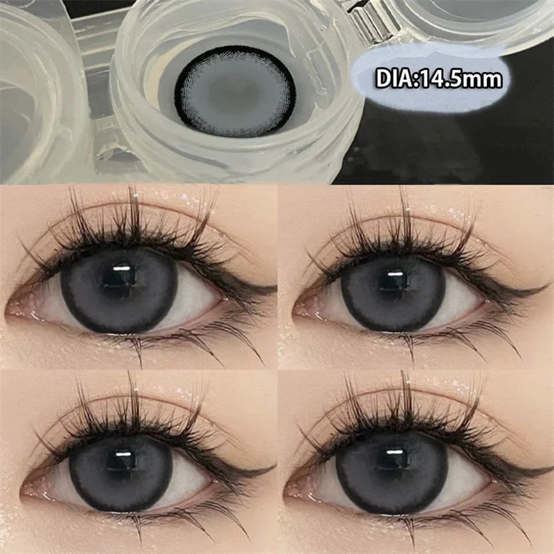 1 Pair High Quality Myopia Colored Contact Lenses Black Large Diameter Lenses Natural Soft Beauty Pupil New Fast Shipping