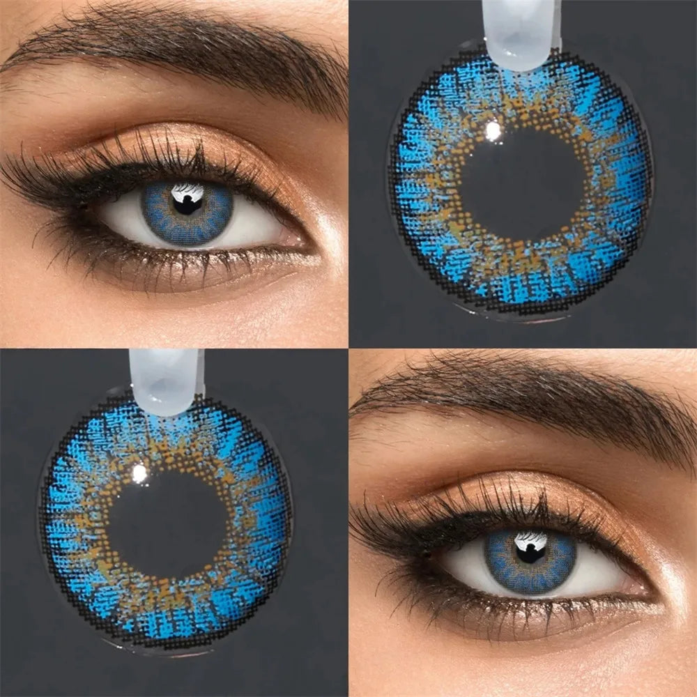Eye Eyes Color Contacts Colored Contact Lenses Lens Small Pupil Beauty Cosmetic 3 Tones Green Daily 14.2mm 2Pcs 6 Months