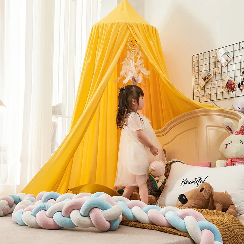 No-Drill round Top Bed Canopy Children's Windproof Baby Bed Light Blocking Mosquito Net Ceiling Mounted Bed Tent Bed Curtain