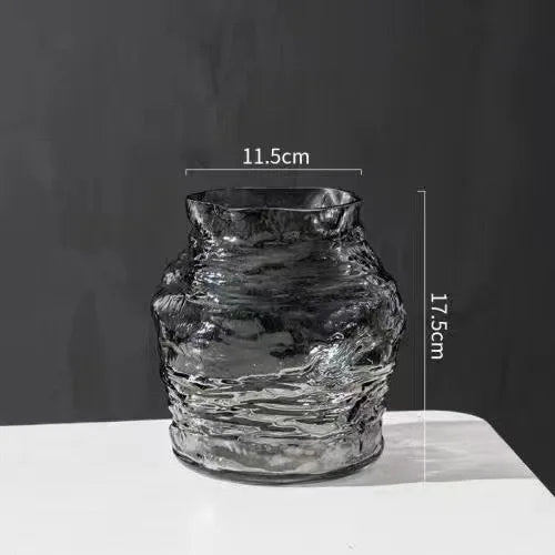Glass Vase Irregular Lines of Folds Floral Arrangement Accessories Hydroponics Terrarium Home Decoration