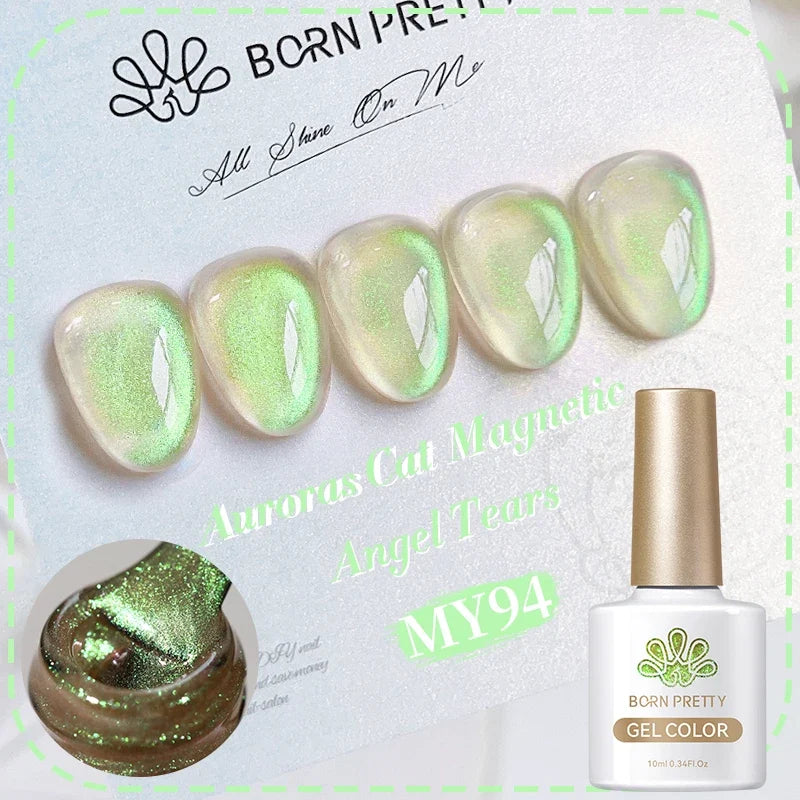 BORN PRETTY 10ml Black Glass Cat Magnetic Gel Nail Polish Ultra Shine Gold Silver Glitter Soak Off UV LED Gel Nail Art Varnish