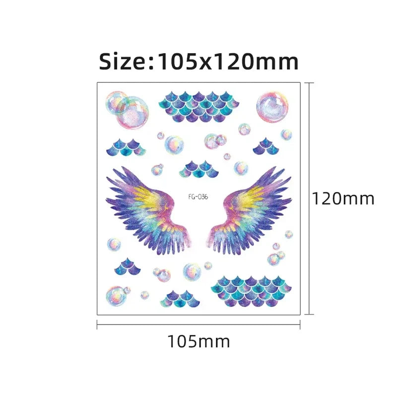 Shiny Butterfly Tattoo Stickers Temporary & Waterproof Removable Winged Animals Pattern Tattoos Insect Flase Tattoo for Party
