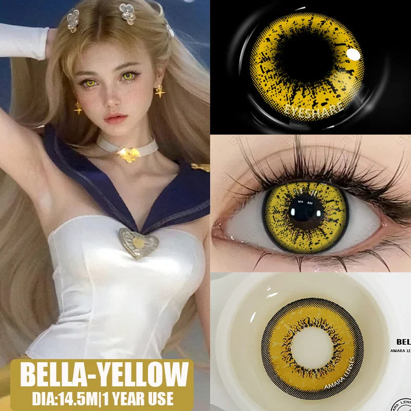 Contact Lenses 1 Pair Green Lenses Red Lens Cosplay Colored Lenses Anime Blue Lens Halloween Colorful Makeup Eye Cosmetic