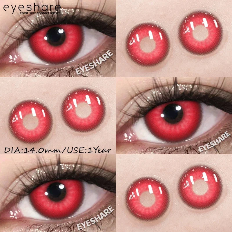 Halloween Color Contact Lenses Cosplay Red Eye Makeup Lenses Blue Pink Anime Eyes Contacts for Party Green Beauty Lens