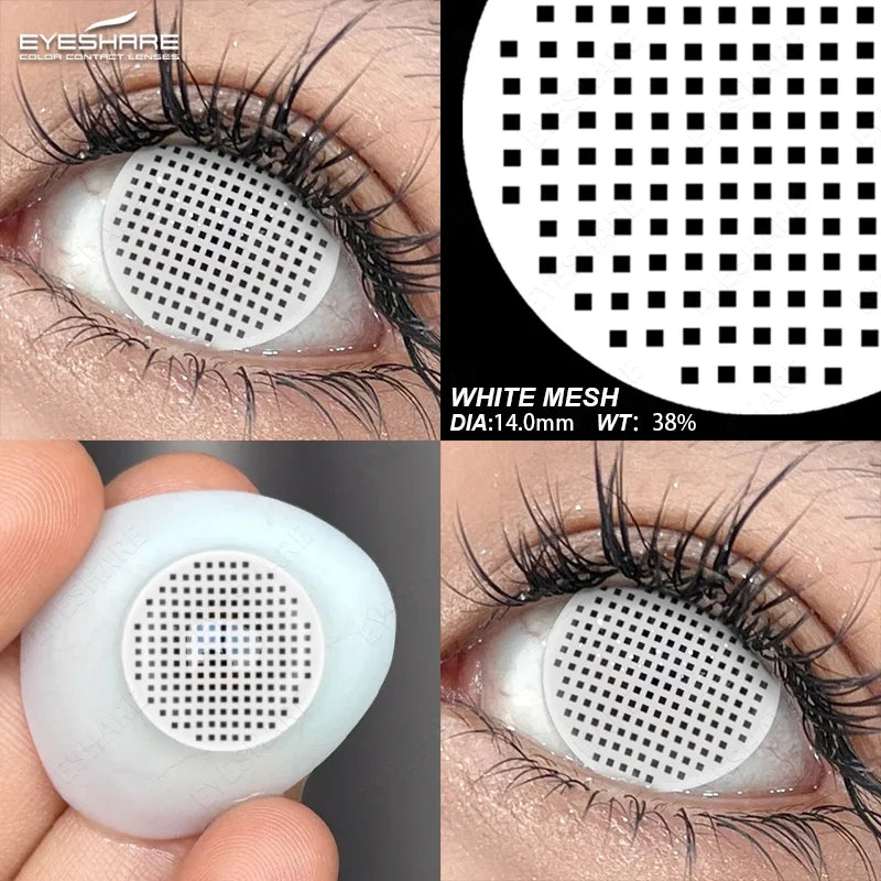 1 Pair Colored Contact Lenses for Eyes Cosplay White Lenses Black Eye Anime Lenses Halloween Cosmetic Cosplay Lenses