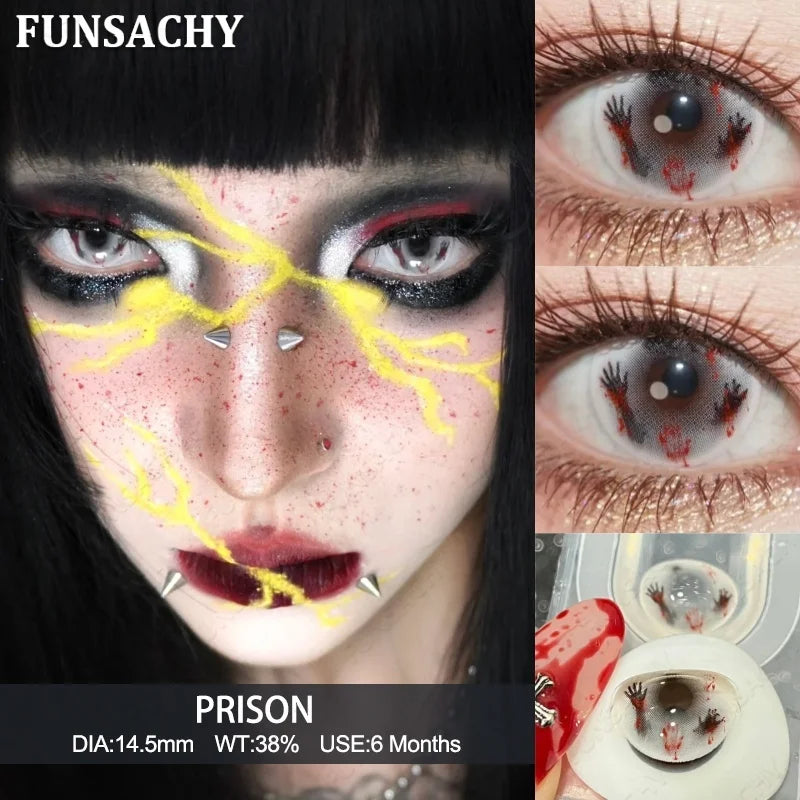 1 Pair Cosplay Contact Lenses for Eyes Anime Crazy Cosplay Contact Lens for Halloween 6 Months Cosmetics Lens