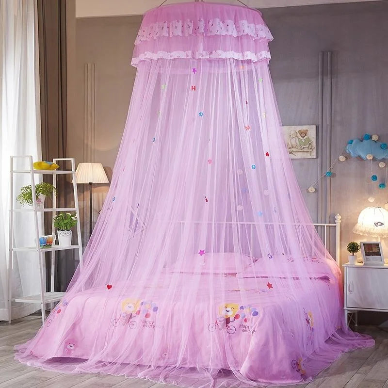 Princess Style round Top Mosquito Net Pink Absorbing Ceiling Student Dormitory Bed Curtain Single Double Freshman Condensation