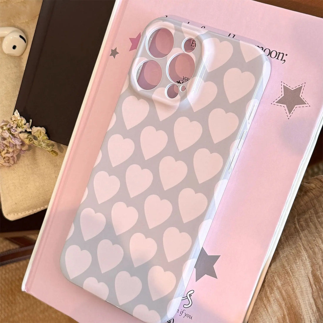 Fashion Love Heart Pattern Phone Case For iPhone 11 12 13 14 15 16 Pro Max X XR XS Max 7 8 Plus Shockproof Soft Back Cover Coque